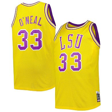 Men's 1990/91 Mitchell & Ness Shaquille O'Neal Gold LSU Tigers Big & Tall Swingman Jersey