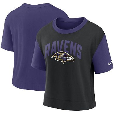 Women's Nike Purple/Black Baltimore Ravens High Hip Fashion T-Shirt