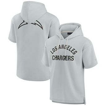 Unisex Fanatics Signature Gray Los Angeles Chargers Super Soft Fleece Short Sleeve Hoodie