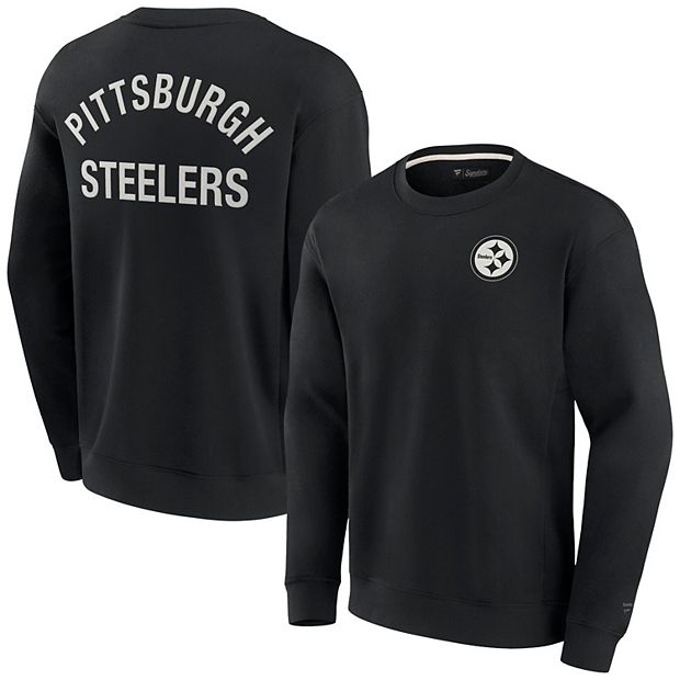 Unisex Fanatics Signature Black Pittsburgh Steelers Super Soft Pullover Crew Sweatshirt