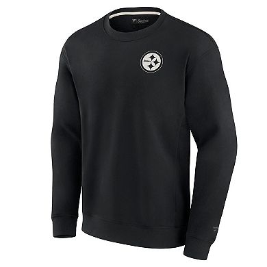 Unisex Fanatics Signature Black Pittsburgh Steelers Super Soft Pullover Crew Sweatshirt