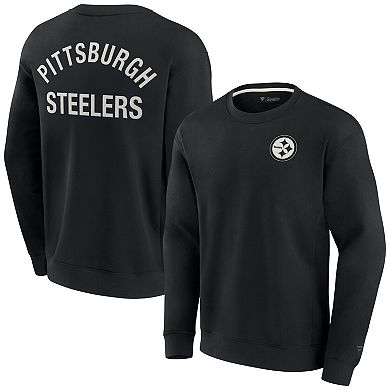 Unisex Fanatics Signature Black Pittsburgh Steelers Super Soft Pullover Crew Sweatshirt