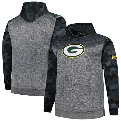 Men's Fanatics Branded Heather Charcoal Green Bay Packers Big & Tall Camo Pullover Hoodie