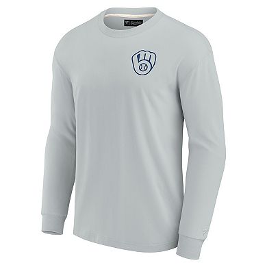 Unisex Fanatics Signature Gray Milwaukee Brewers Super Soft Long Sleeve T-Shirt