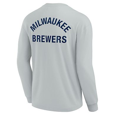 Unisex Fanatics Signature Gray Milwaukee Brewers Super Soft Long Sleeve T-Shirt