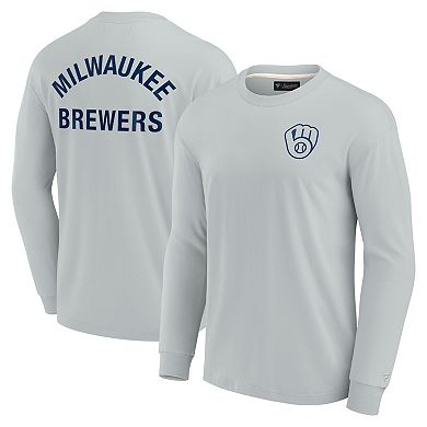 Unisex Fanatics Signature Gray Milwaukee Brewers Super Soft Long Sleeve T-Shirt