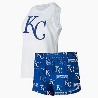 Women's Concepts Sport White/Royal Kansas City Royals Plus Size Tank Top & Shorts Sleep Set