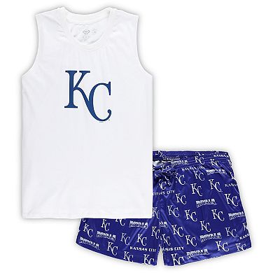 Women's Concepts Sport White/Royal Kansas City Royals Plus Size Tank Top & Shorts Sleep Set