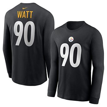Men's Nike T.J. Watt Black Pittsburgh Steelers Player Name & Number Long Sleeve T-Shirt