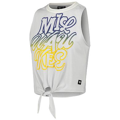 Women's The Wild Collective White Milwaukee Brewers Twisted Tie Front Tank Top