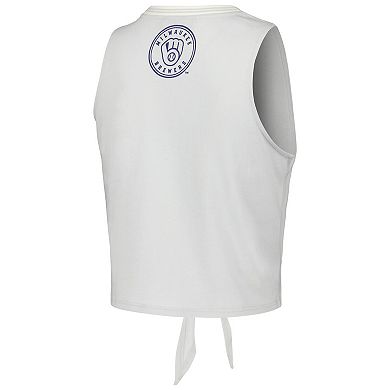 Women's The Wild Collective White Milwaukee Brewers Twisted Tie Front Tank Top