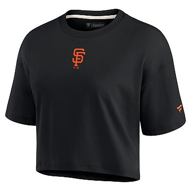 Women's Fanatics Signature Black San Francisco Giants Super Soft Boxy Short Sleeve Cropped T-Shirt