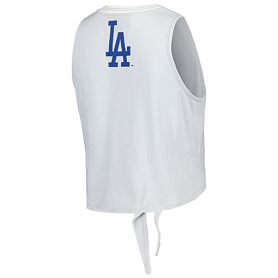 Women's The Wild Collective Gray Los Angeles Dodgers Twisted Tie Front Tank Top