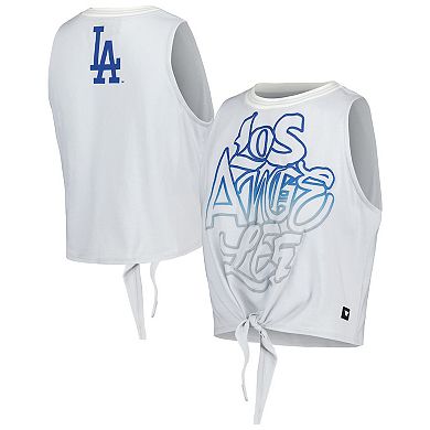 Women's The Wild Collective Gray Los Angeles Dodgers Twisted Tie Front Tank Top