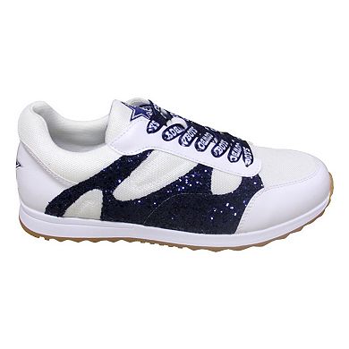 Women's Cuce  White Dallas Cowboys Glitter Sneakers