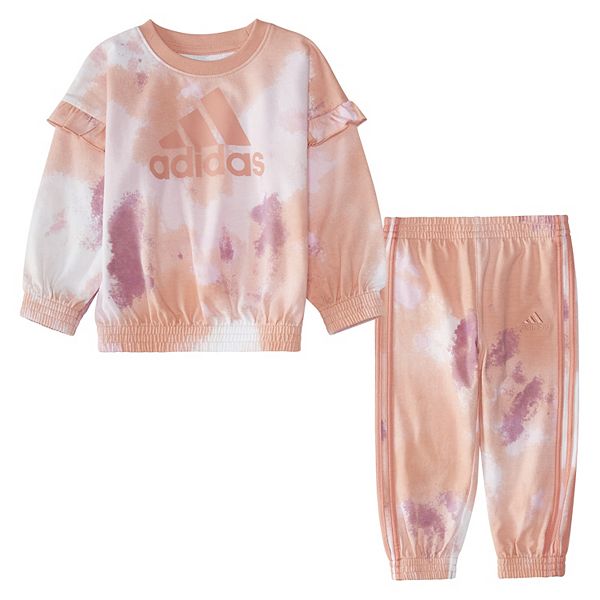 Baby Girl adidas Ruffles Long Sleeve Top & Jogger Pants Set