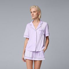 Women's Simply Vera Vera Wang Cozy Short Sleeve Pajama Shirt and Capri  Pajama Pants Sleep Set
