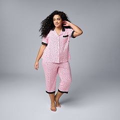 Simply Vera Womens Black Houndstooth Fleece Pajamas Button Up Sleepwear Set  XL 