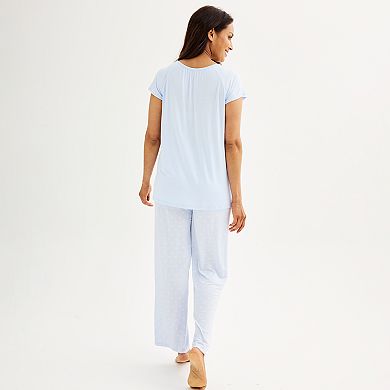 Women's Croft & Barrow® Short Sleeve Pajama Top and Pajama Pants Set