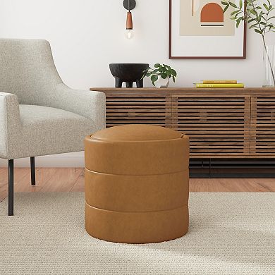 HomePop Round Padded Storage Ottoman