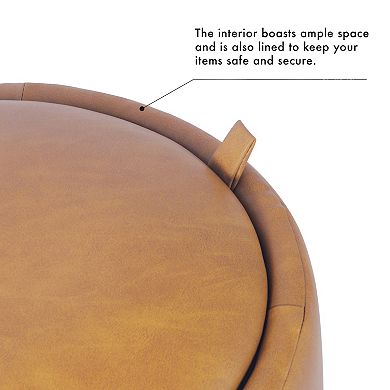 HomePop Round Padded Storage Ottoman
