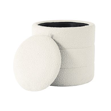 HomePop Round Padded Storage Ottoman