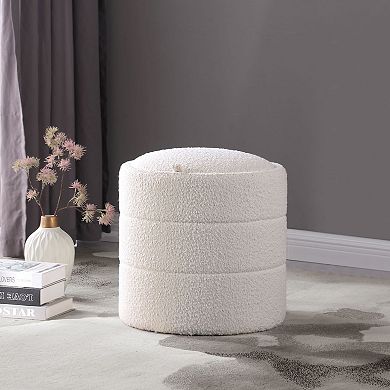 HomePop Round Padded Storage Ottoman