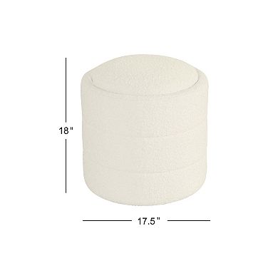 HomePop Round Padded Storage Ottoman