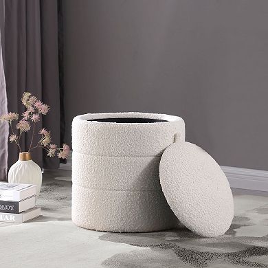HomePop Round Padded Storage Ottoman