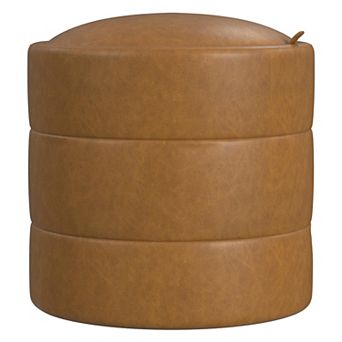 HomePop Round Padded Storage Ottoman