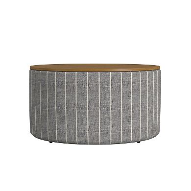 HomePop Storage Wooden Lid Ottoman