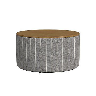 HomePop Storage Wooden Lid Ottoman