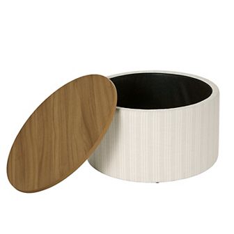 HomePop Storage Wooden Lid Ottoman
