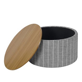 HomePop Storage Wooden Lid Ottoman