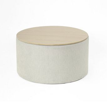 HomePop Storage Wooden Lid Ottoman