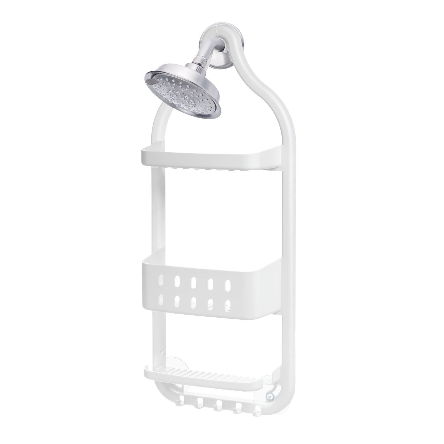 Bath Bliss White Plastic 4-Shelf Tension Pole Freestanding Shower