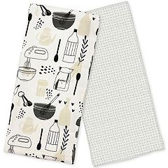 5pk Microfiber Waffle Kitchen Towel And Dish Cloth Set Orange - Mu