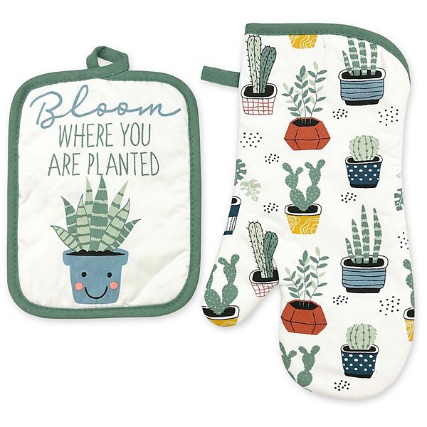 Cactus Blooms Oven Mitt + Pot Holder Set – therapy boutiques