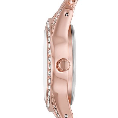 Folio Women's Rose Gold Tone with Silver Dial Watch & Stackable Bracelet Set