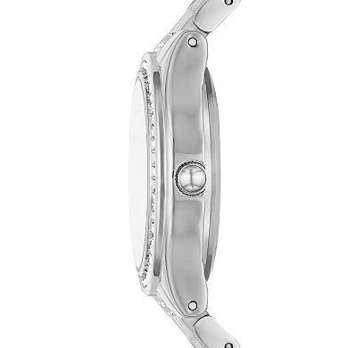 Folio Women's Silver Tone with Black Dial Bracelet Watch & Stackable Bracelet Set
