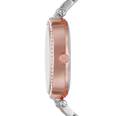 Folio Women's Silver and Rose Gold Tone Watch & Bracelet Stackable Set