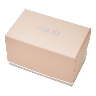 Folio Women's Silver and Rose Gold Tone Watch & Bracelet Stackable Set