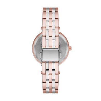 Folio Women's Silver and Rose Gold Tone Watch & Bracelet Stackable Set