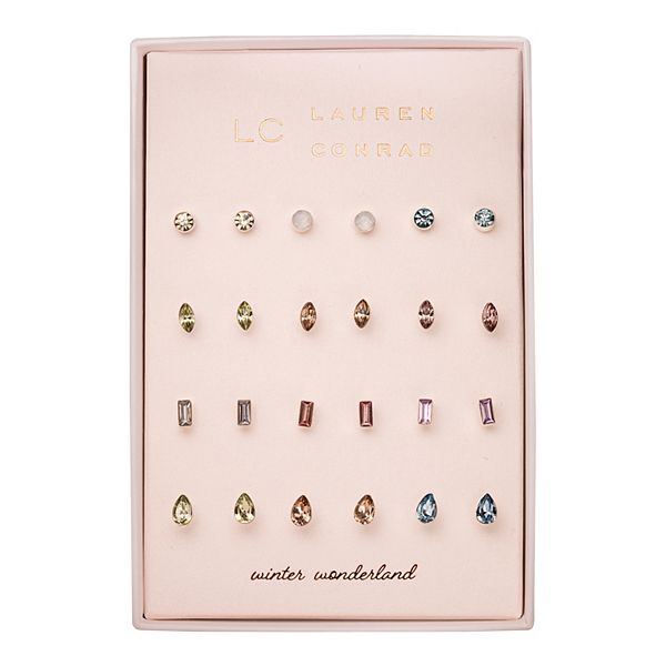 LC Lauren Conrad Gemstones 12 Pair Earring Set - Silver Tone