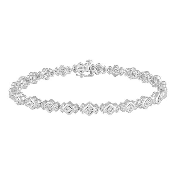 Sterling Silver 1 Carat T.W. Diamond Tennis Bracelet