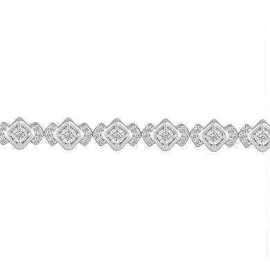 Royal Aura Sterling Silver 1 Carat T.W. Diamond Tennis Bracelet