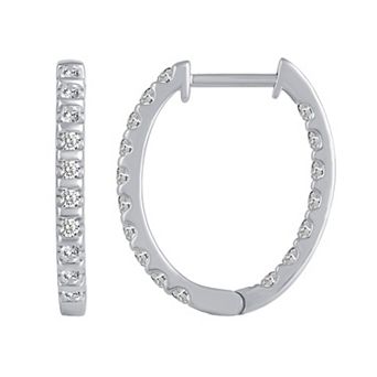 Royal Aura Sterling Silver 1/2 Carat T.W. Diamond Classic Hoop Earrings