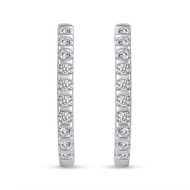 Sterling Silver 1/2 Carat T.W. Diamond Classic Hoop Earrings