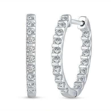 Sterling Silver 1/2 Carat T.W. Diamond Classic Hoop Earrings