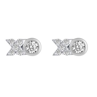 Royal Aura Sterling Silver 1/4 Carat T.W. Diamond XO Stud Earrings